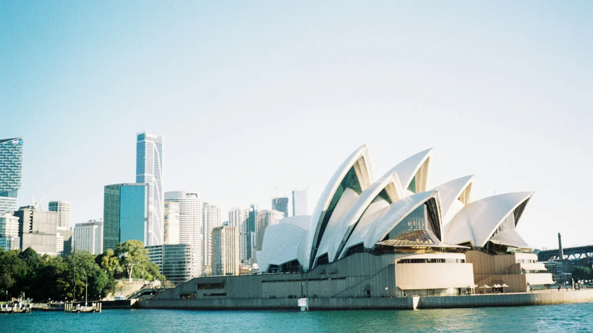 Sydney Opera House and the city skyline across the harbour.